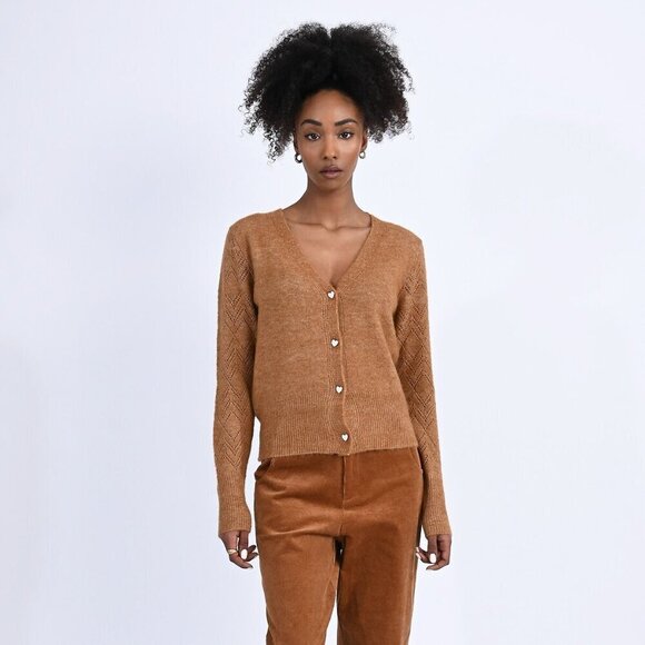 Molly Bracken V-Neck Cardigan with Heart Buttons- Size Small- Valentines Sweater - Picture 2 of 10